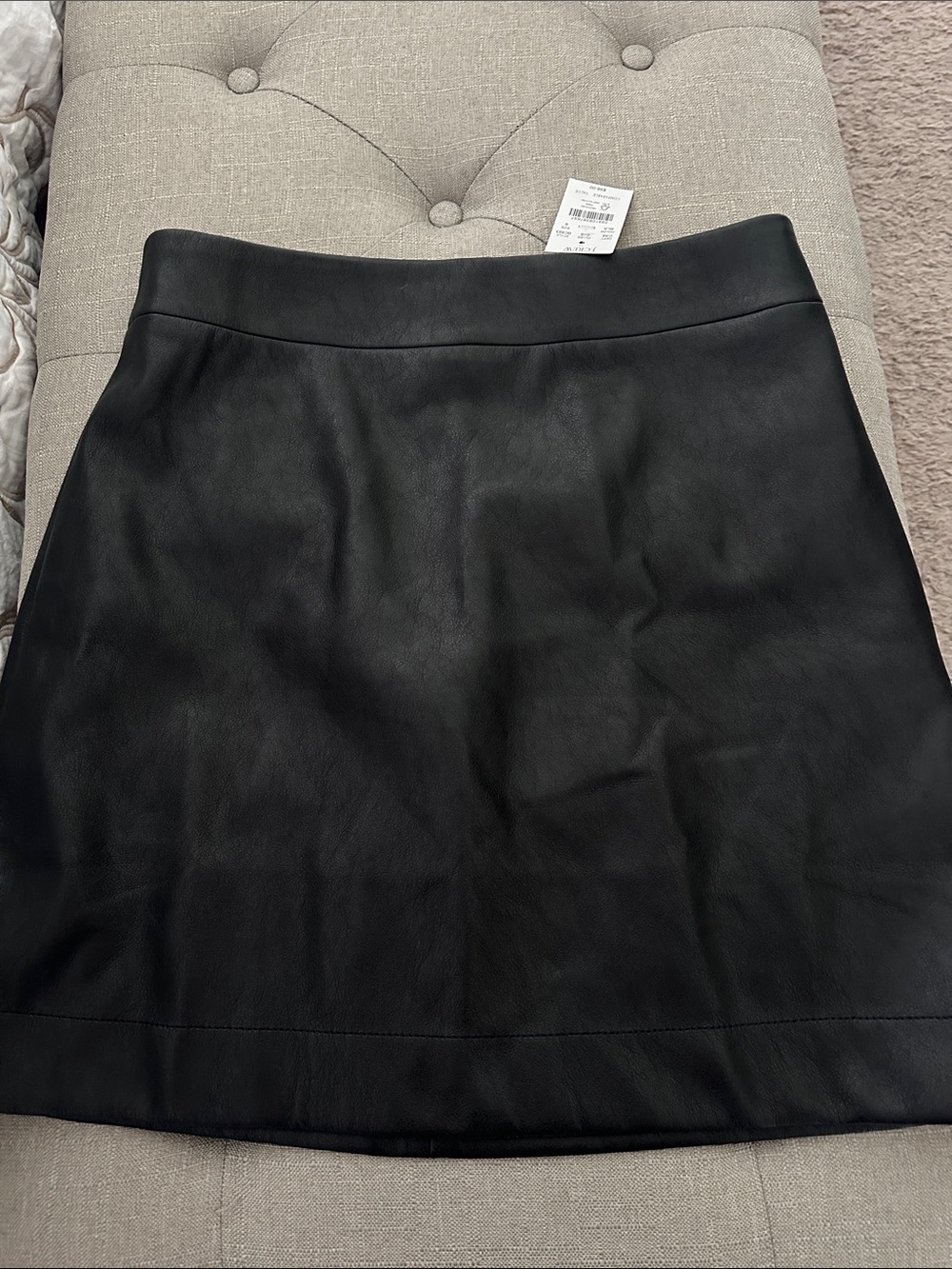 J. Crew Classic Black Leather A-Line Skirt